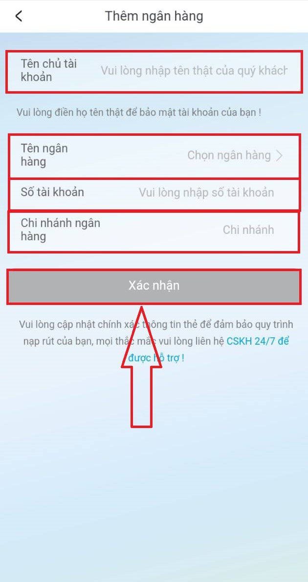 Nhập thông tin và xác nhận Nhập thông tin và xác nhận
