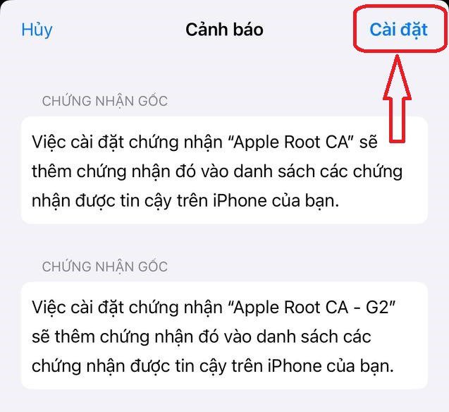 chọn “Cài đặt” chọn “Cài đặt”