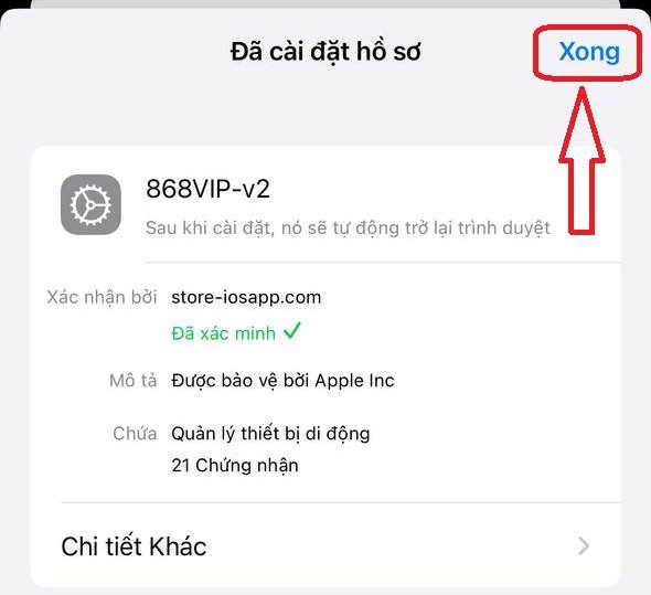 Chọn vào “Xong” Chọn vào “Xong”