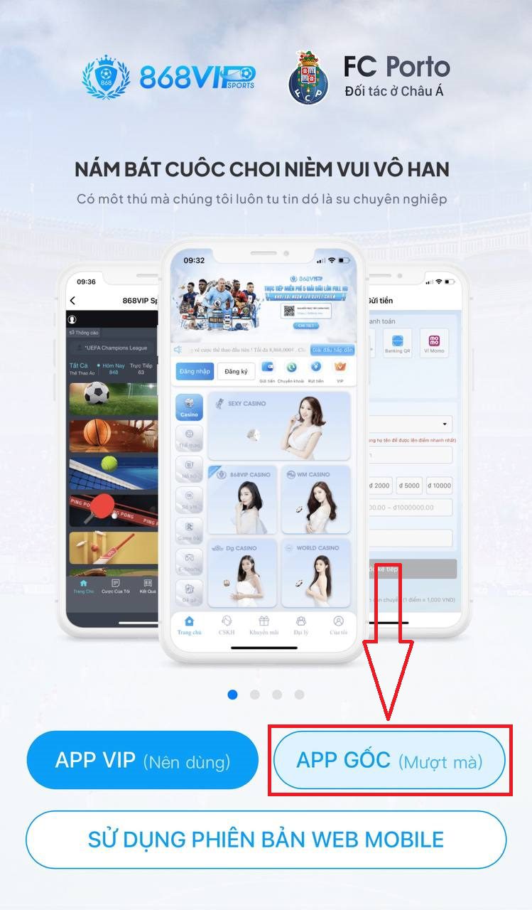 Chọn vào“APP GỐC” Chọn vào“APP GỐC”