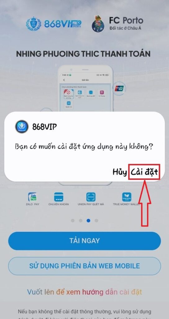 Chọn cài đặt Chọn cài đặt