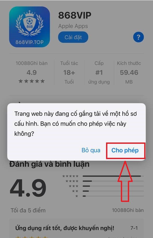 chọn vào “Cho phép” chọn vào “Cho phép”