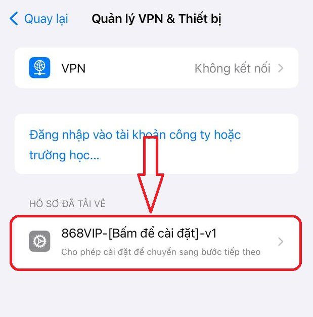 Bấm vào “868VIP- [Bấm để cài đặt]-v1”