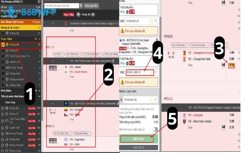 Hướng dẫn các bước cá cược bóng đá tại 868VIP Hướng dẫn các bước cá cược bóng đá tại 868VIP
