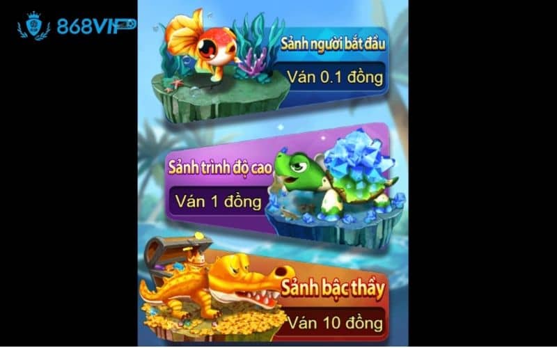 Mỗi sảnh chơi điều có các loại cá có mức tiền thưởng khác nhau Mỗi sảnh chơi điều có các loại cá có mức tiền thưởng khác nhau